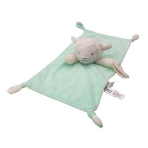Carter's Lamb w/ Rattle Binky Holder Mint Green Lovey Rectangle Knotted Blanket